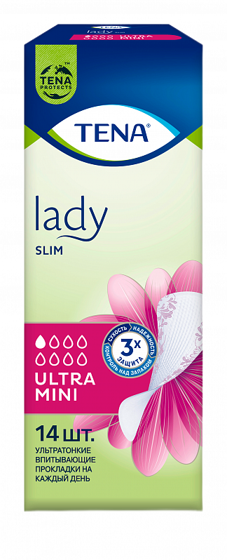 ТЕНА Lady Slim Ultra Mini  Ультратонкие урологические прокладки, 14 шт - фото № 1