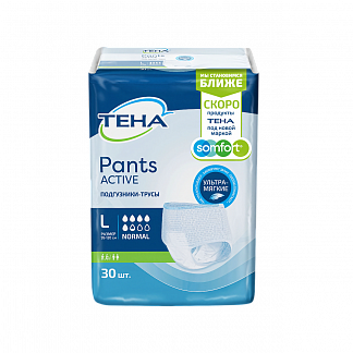 ТЕНА Pants Active Normal  Подгузники-трусы, L, 30 шт - фото № 1