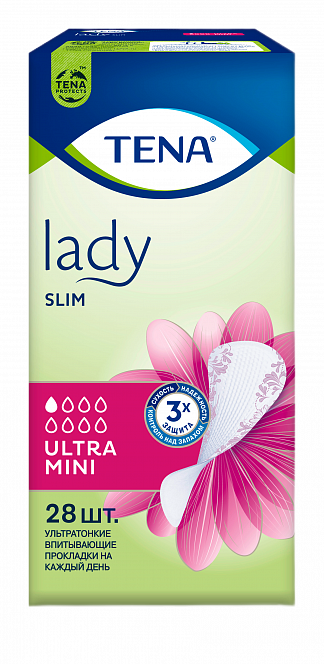 ТЕНА Lady Slim Ultra Mini  Ультратонкие урологические прокладки, 28 шт - фото № 1