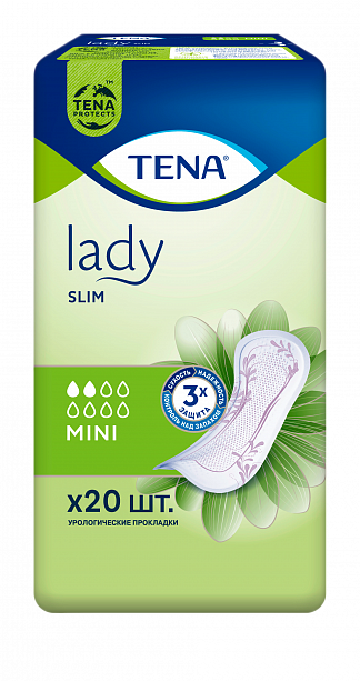 ТЕНА Lady Slim Mini Впитывающие прокладки для женщин, 20 шт - фото № 1