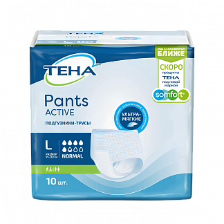 ТЕНА Pants Active Normal  Подгузники-трусы, L, 10 шт - фото № 1